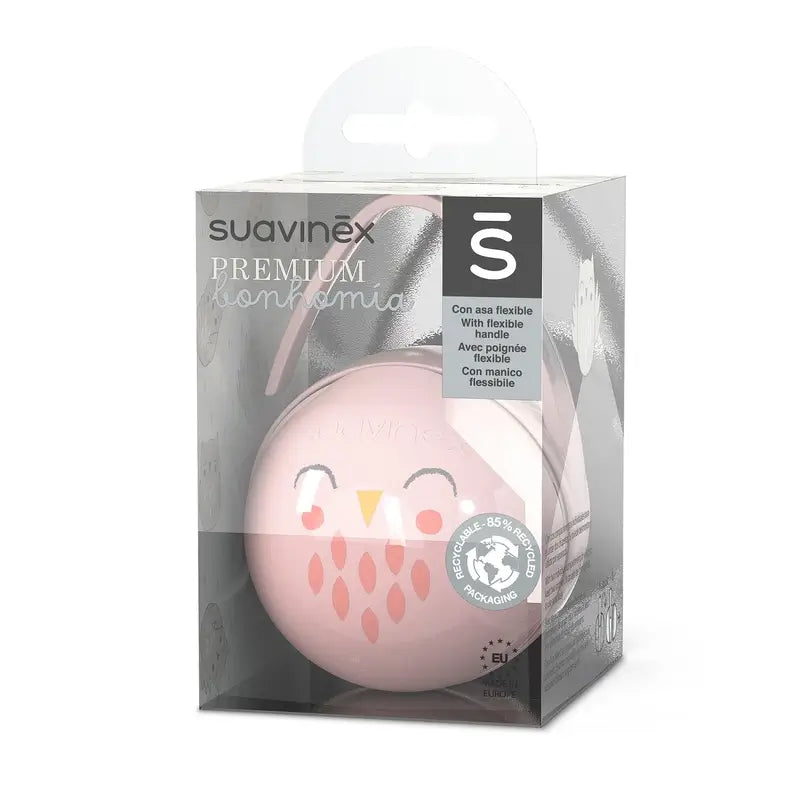 Suavinex Premium Baby Schnuller Halterung. Zum Tragen von 2 Schnullern. Tragbare Schnullertasche. Schnullerkoffer. Farbe Rosa