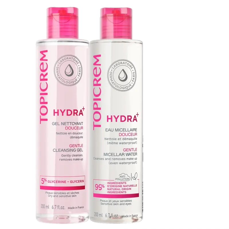 Topicrem Hydra+ Pack Reinigungsgel 200 ml + Micellarwasser 200 ml 40%.