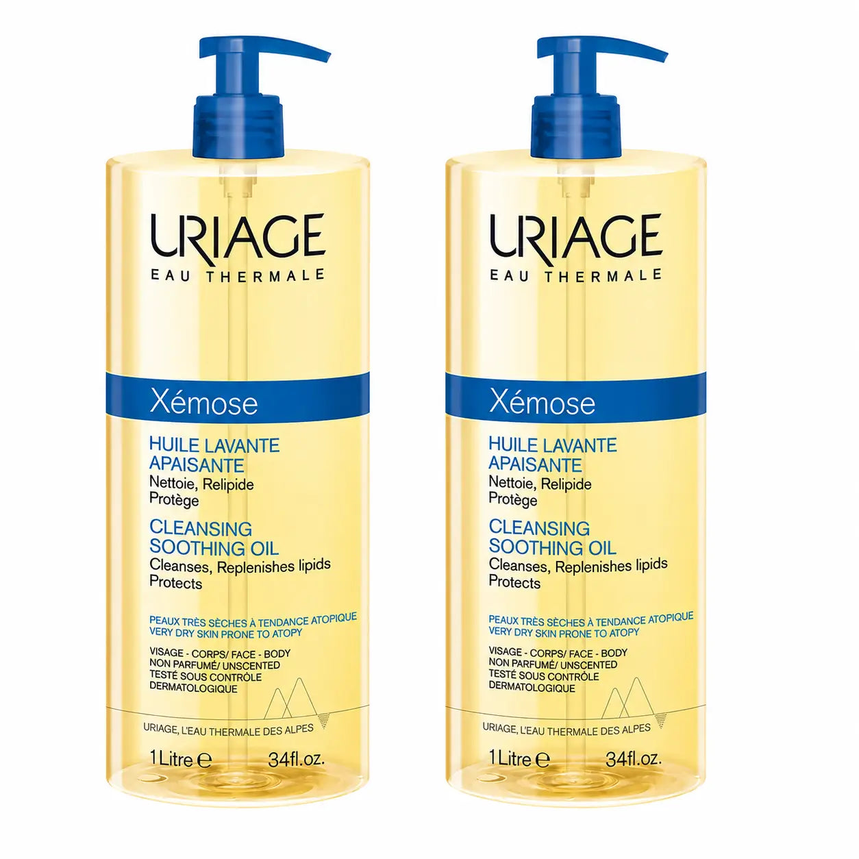 Uriage Xemose C8+ Reinigungsöl gegen Juckreiz 1000 ml, 2er-Pack