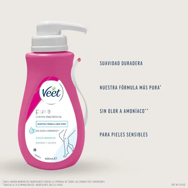 Veet Sensitive Skin Minimal Enthaarungscreme mit Spender, 400 ml