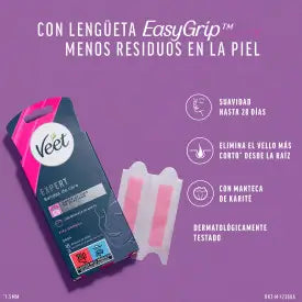 Veet Expert Gesichtshaarentfernungs-Kaltwachsstreifen mit Sheabutter, 16 Streifen
