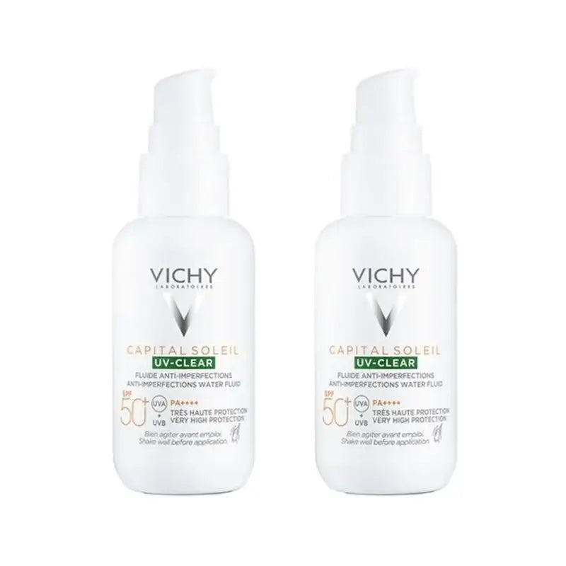 Vichy Capital Soleil Uv Clear Spf50+ Fluid gegen Unreinheiten, 2X40 Ml