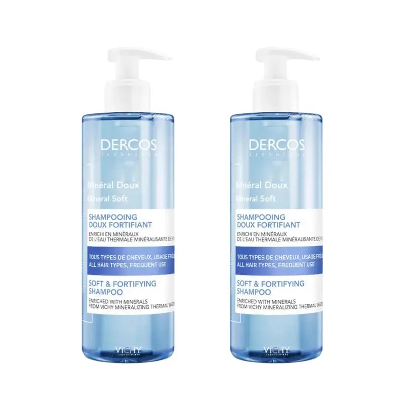 Vichy Dercos Technique Mineral Shampoo für häufigen Gebrauch, 2X400Ml