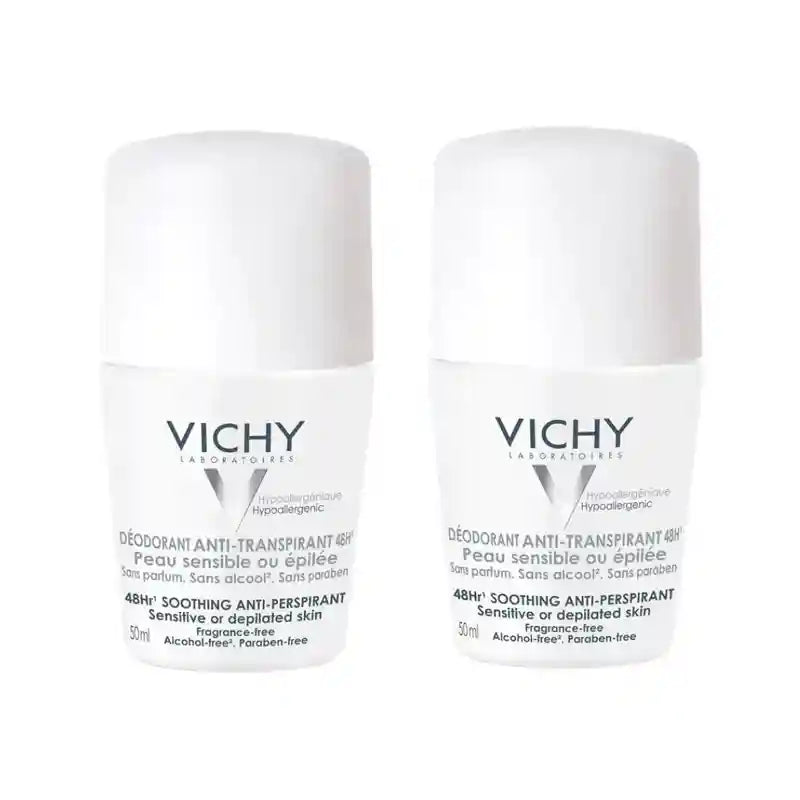 Vichy Anti-Transpirant Deodorant 48H Roll-On Empfindliche Haut, 2X50 Ml