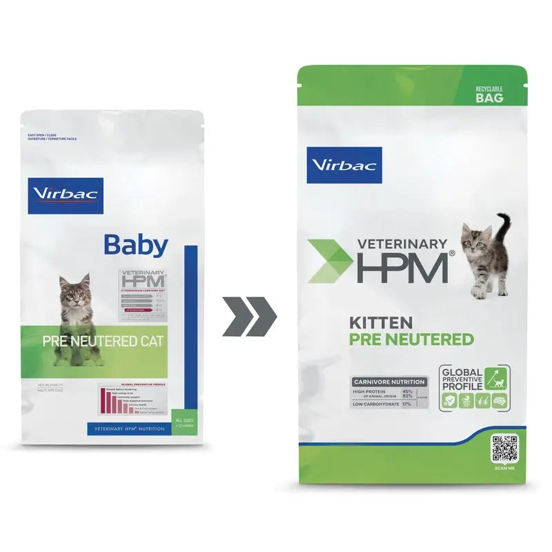 Virbac Veterinary HPM Kitten Pre Neutered Cat , 1,5 kg, Katzenfutter