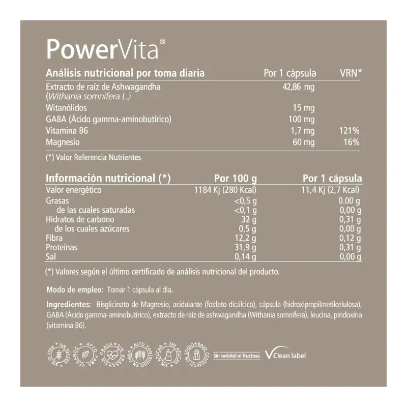 PowerVita 30 Kapseln – Mit Ashwagandha, Magnesium und GABA