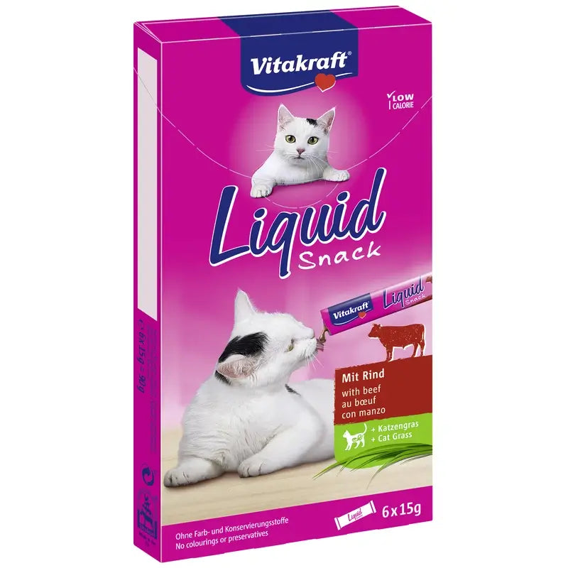 Vitakraft Cat Liquid Snack Kalbfleisch mit Omega, 11 x 6 Stück