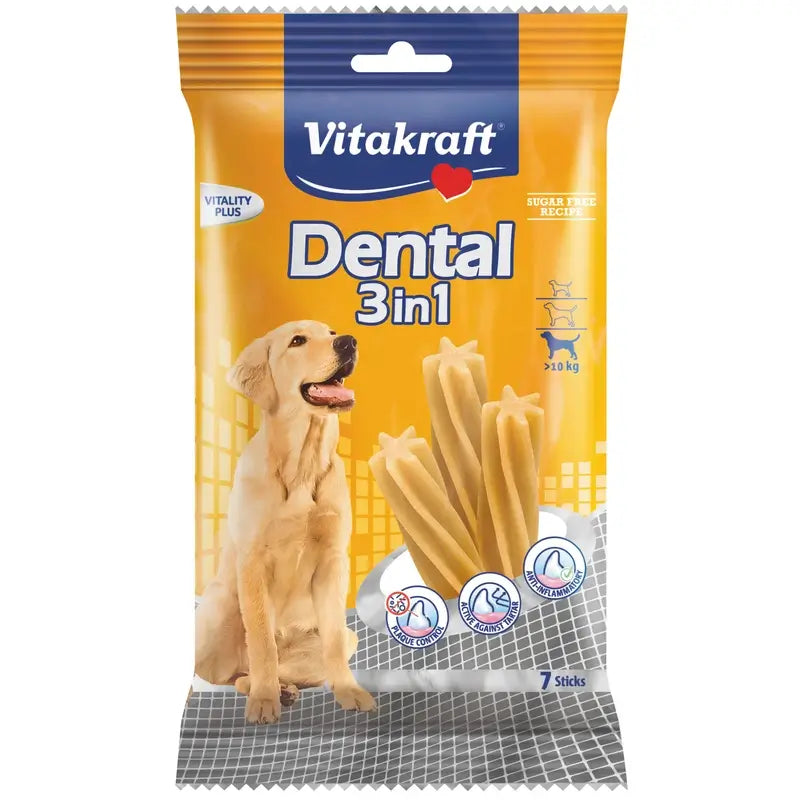 Vitakraft Dental 3-in-1 für mittelgroße Hunde, 12 x 180 Gramm