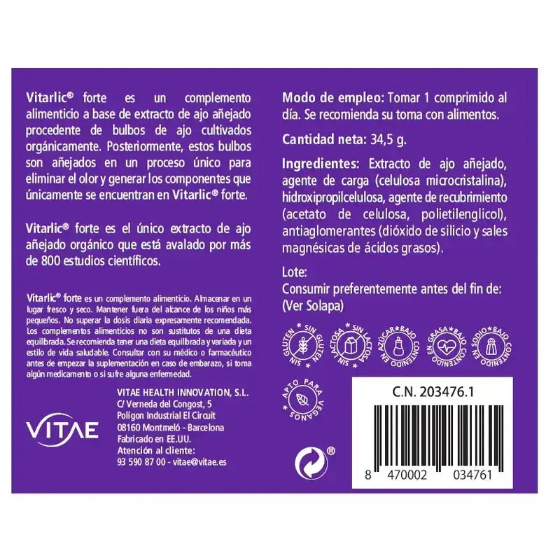 Vitae Vitarlic Forte, 30 Tabletten