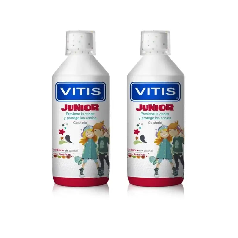 Vitis Junior Mundspülung, 2X500 ml Tutti Frutti-Geschmack