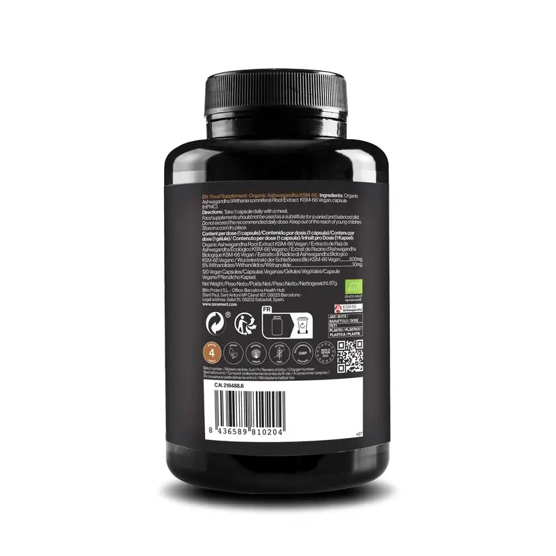 Zenement Ashwagandha Bio Ksm-66, 120 vegane Kapseln