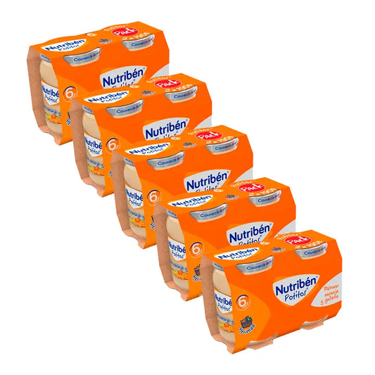 Nutriben Pack Pot Snack Banane, Orange und Keks 5 X 2 X190 Gr