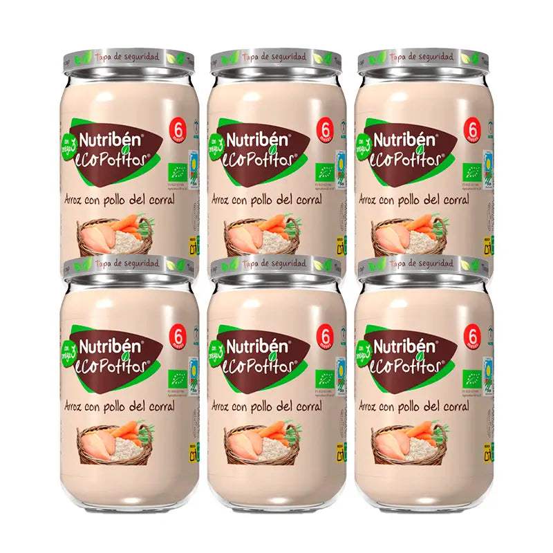 Nutriben Potito Öko-Reis mit Huhn vom Bauernhof 6x235g
