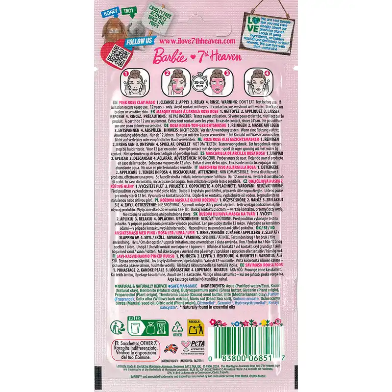 7 Heaven Barbie Rosa Ton Maske