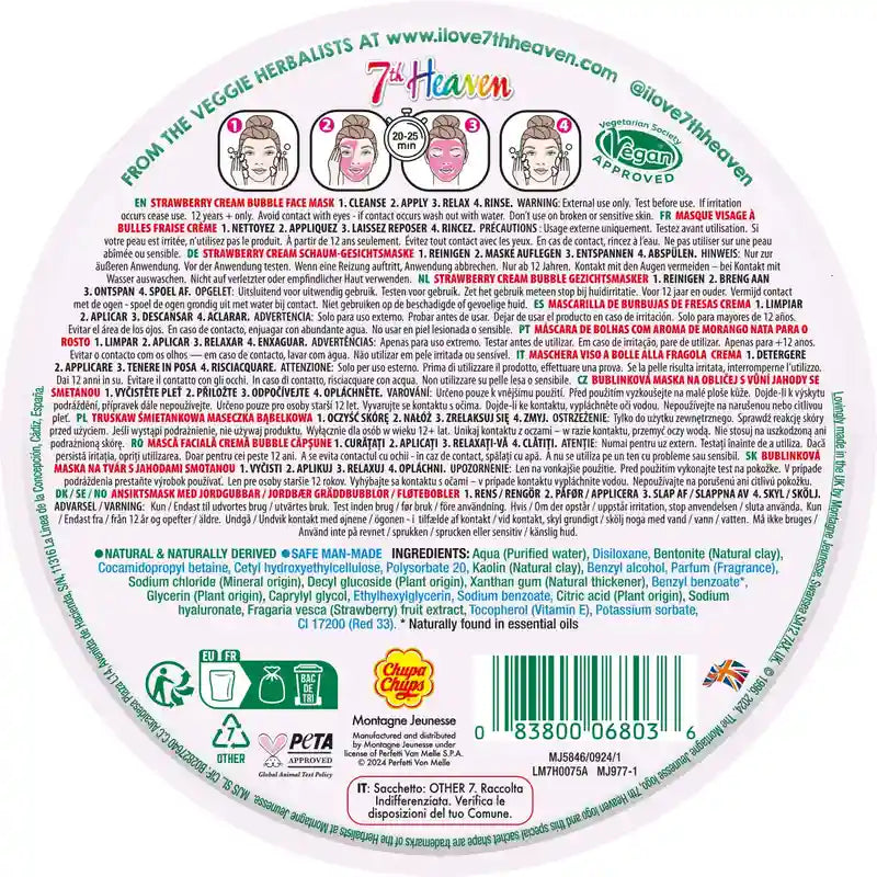 7 Heaven Bubble Chupa Chups Strawberry-Cream Bubble Gesichtsmaske