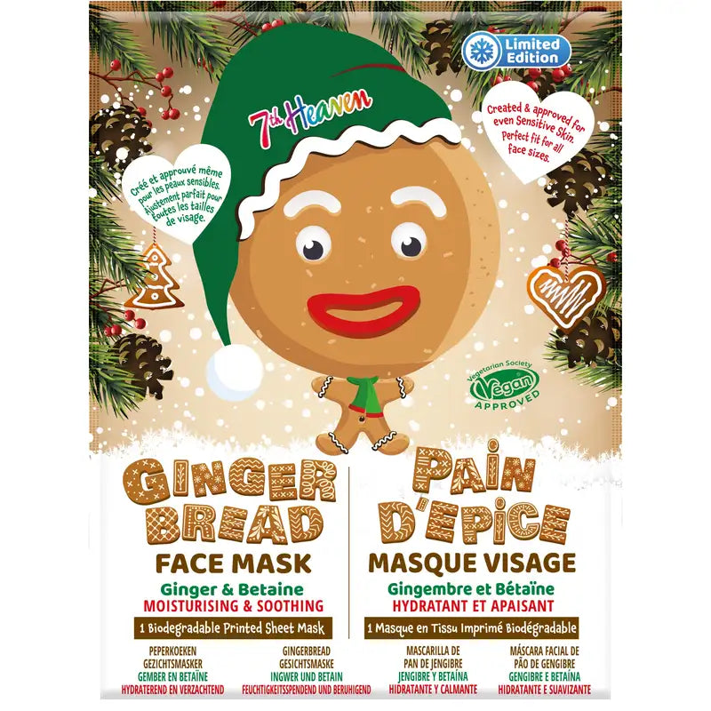 7 Heaven Christmas Lebkuchen Tuch Maske, 2 Stück
