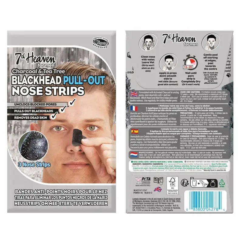 7 Heaven Nose Strips Holzkohle Mann, 3 Einheiten