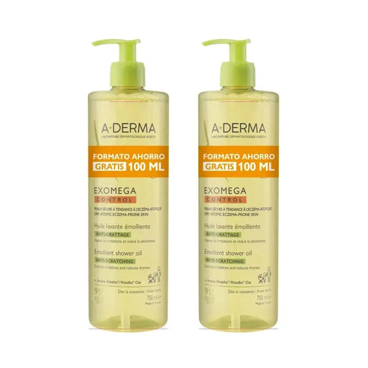 A-Derma Exomega Control Anti-Irritation Emollient Duschöl, 2X750 Ml