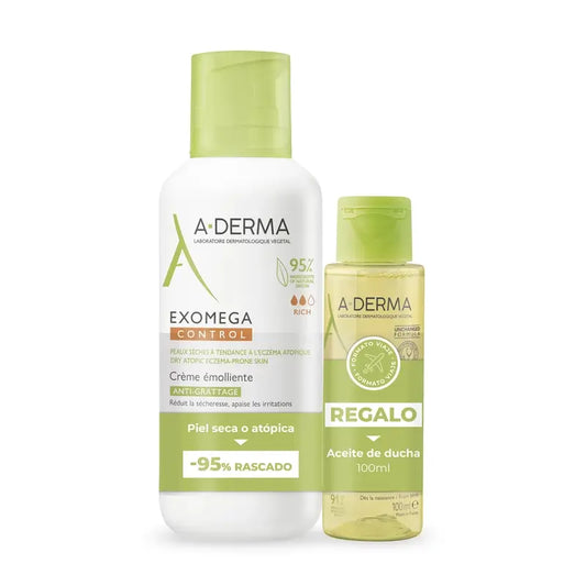 A-Derma Exomega Control Emollient Anti-Irritation Creme Pack 400ml + Öl 100ml Kostenloses Geschenk