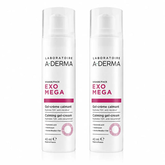 A-Derma Exomega Beruhigende Gel-Creme für das Gesicht, 40 ml, 2er-Pack