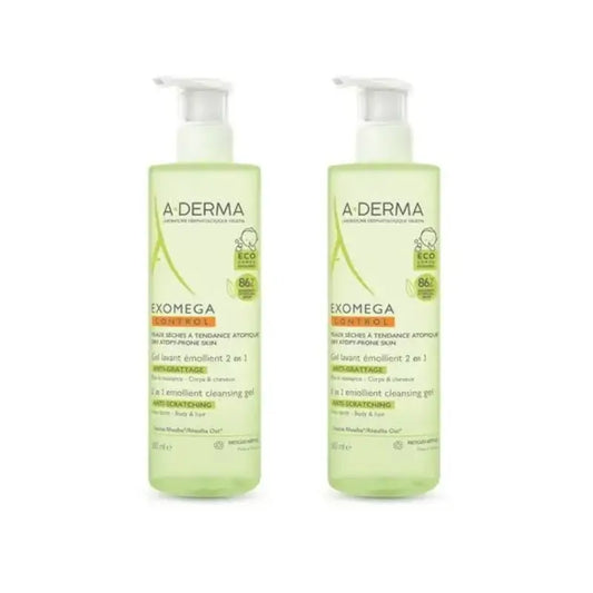 A-Derma Exomega Cleansing Gel 2 In 1, 2X500 Ml