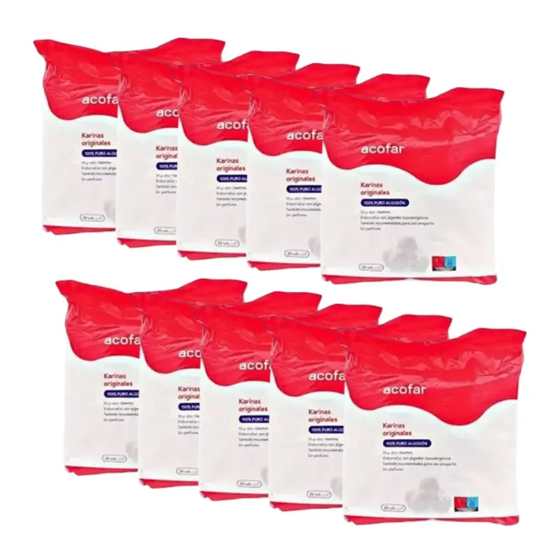 Acofar Karinas Tocological Baumwolle Pads, 10x20 Einheiten