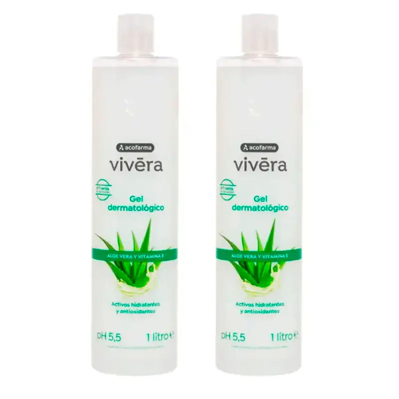 Acofar Vivera Aloe Vera Vitamin E Gel, Packung 2 x 1 Liter