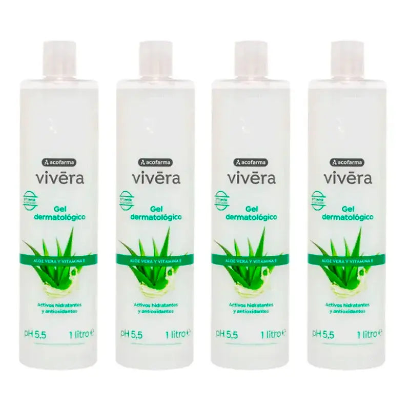 Acofar Vivera Aloe Vera Vitamin E Gel, Packung 4 x 1 Liter