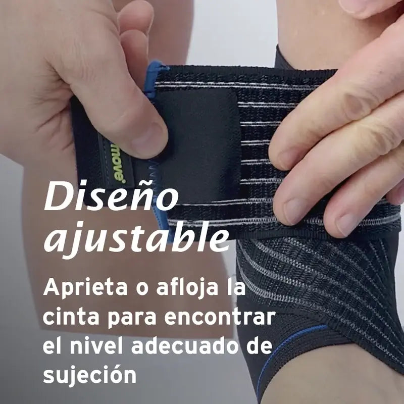 Actimove Elastische Knöchelbandage mit verstellbarem Stabilisierungsriemen, Farbe Schwarz, Größe M