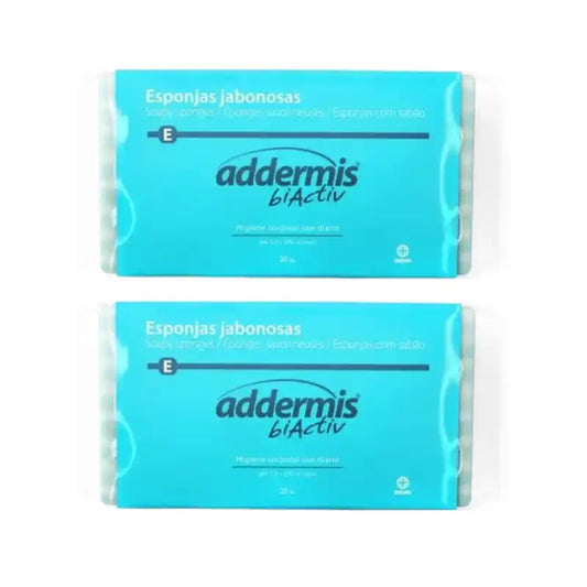 Addermis Biactiv Tägliches Reinigen Seife Schwämme, 2X 20 Einheiten