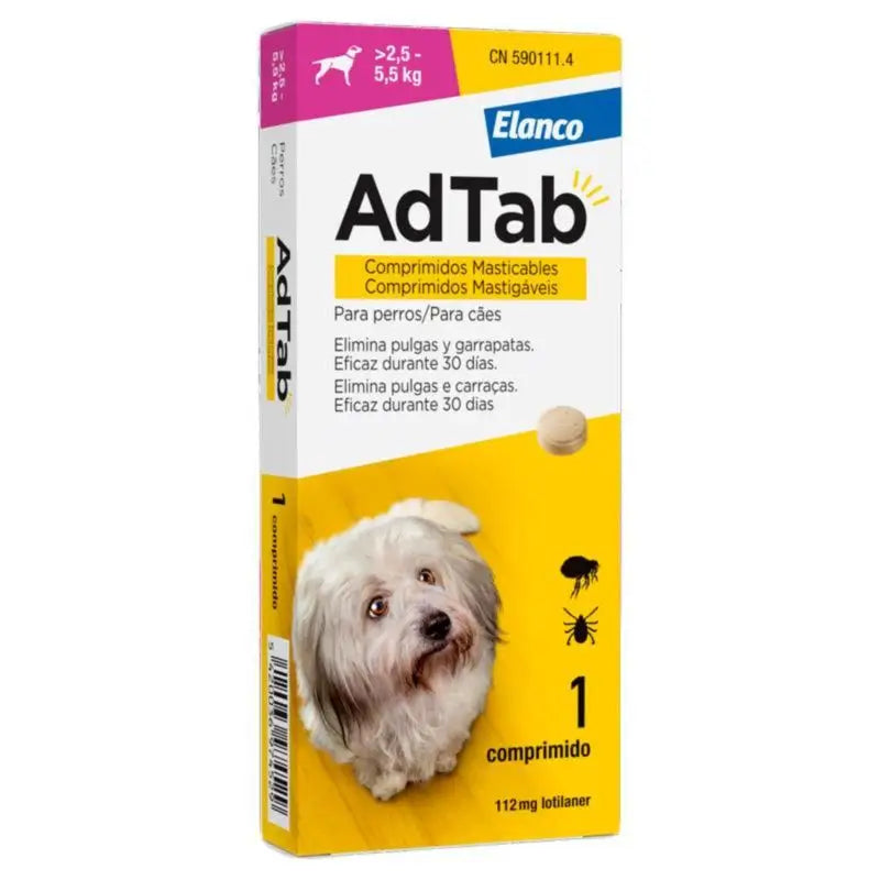 AdTab 112Mg Chewable Tablets Dogs 2,5-5,5Kg, 1Cpd
