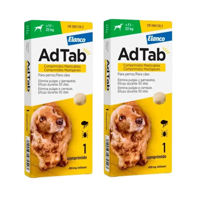 Adtab 450Mg Chewable Tablets Dogs 11-22Kg, 2 Tablets