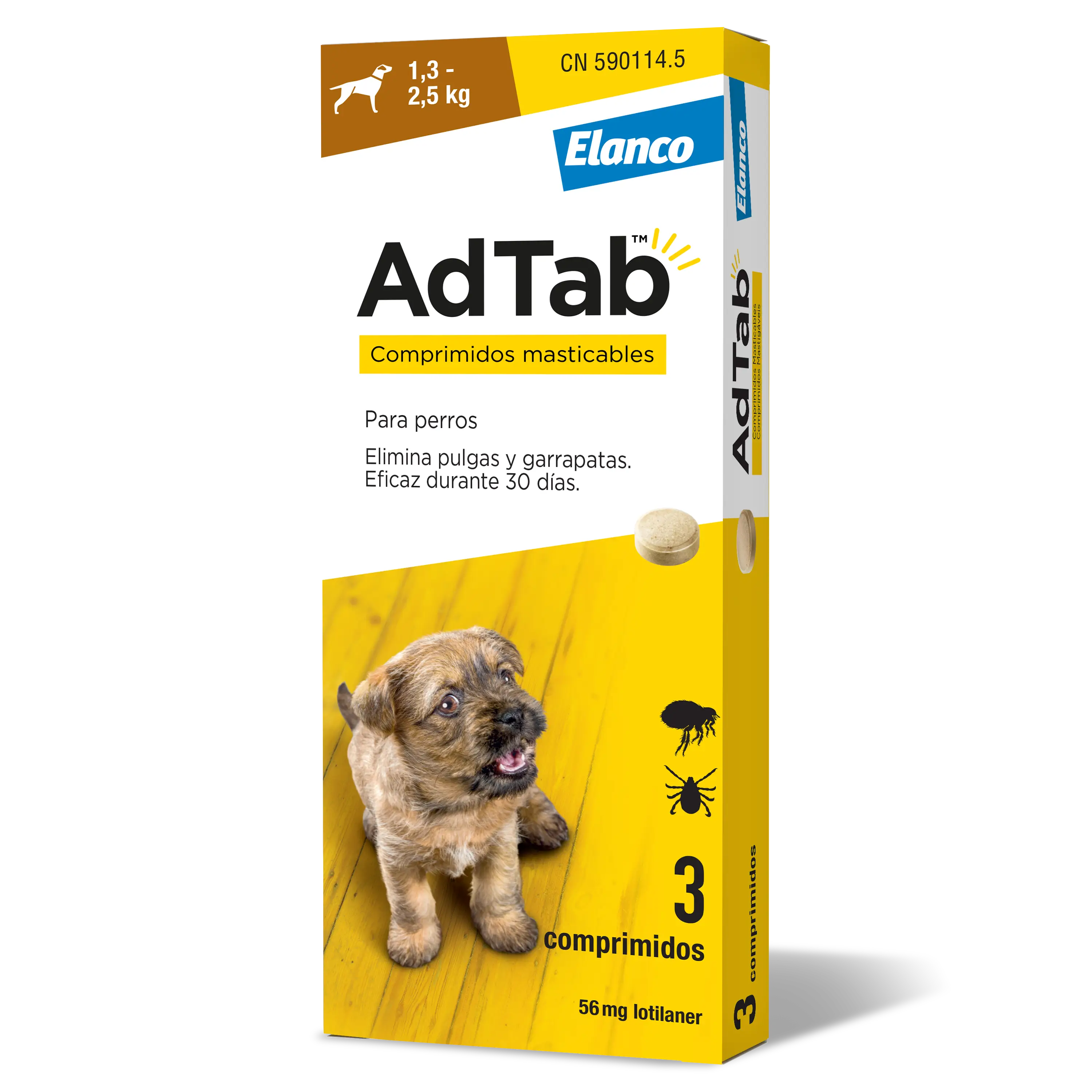 AdTab 56Mg Chewable Tablets Dogs 1,3-2,5Kg, 3Cpd