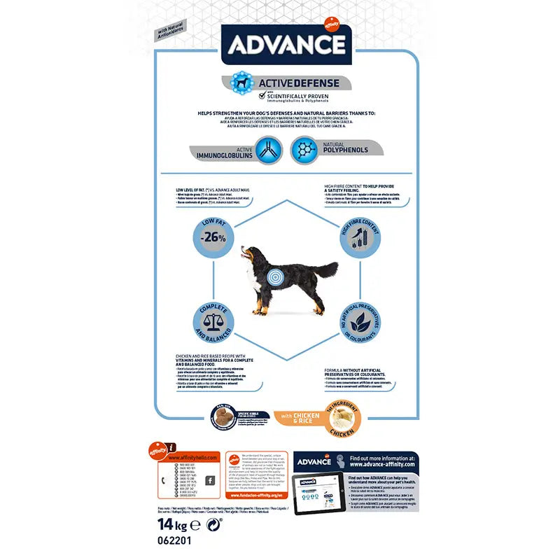 Advance Canine Adult Light Maxi Huhn 14kg, Hundefutter für Hunde