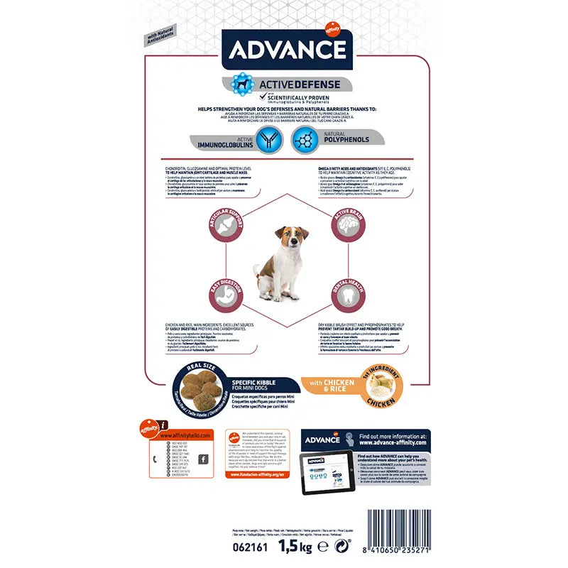 Advance Canine Senior Mini Huhn-Reis 1,5Kg, Hundefutter für Hunde