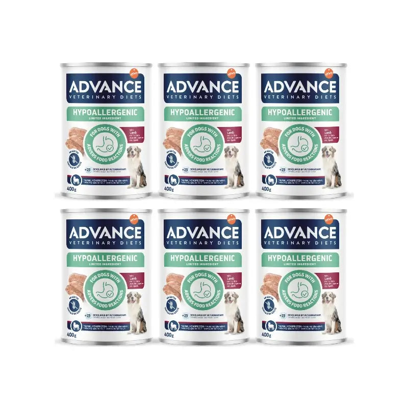 Advance Nassfutter für Hunde, mit Lamm, Einzelportionen, 6 x 400 g