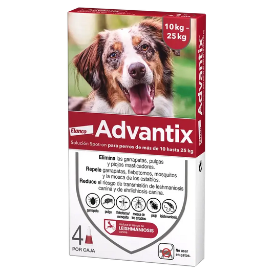 Advantix Antiparasitische Pipetten für Hunde von 10 bis 25 Kg 4pcs x 2.5 ml