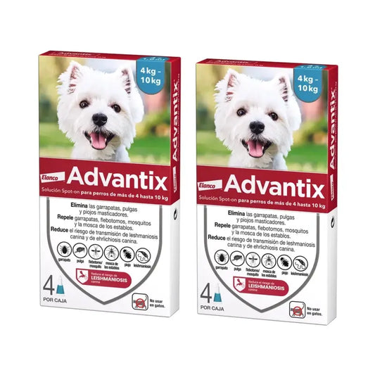 Advantix Antiparasitische Pipetten für Hunde von 4 bis 10 Kg, 8 Einheiten X 1 Ml