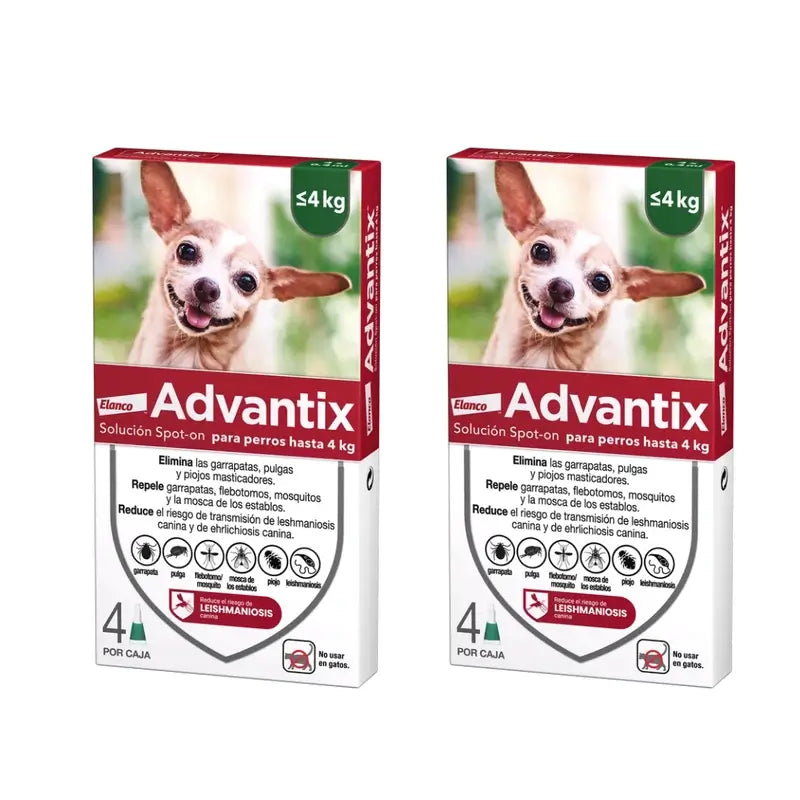 Advantix Antiparasitische Pipetten für Hunde bis zu 4 Kg, 8 Einheiten X 0.4 Ml