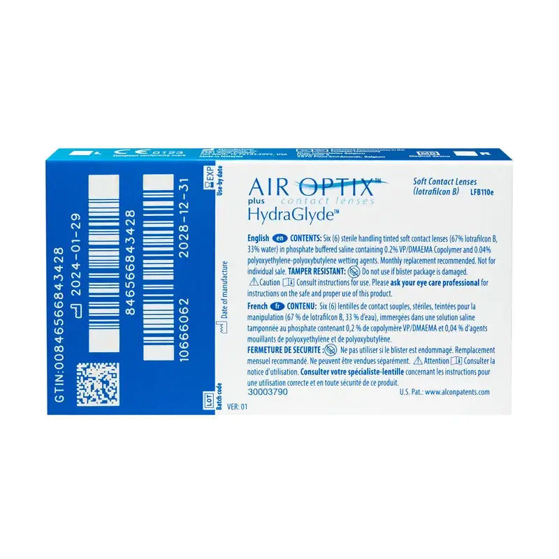 Air Optix Plus Hydraglade Monatliche sphärische Kontaktlinsen, 6 Stück