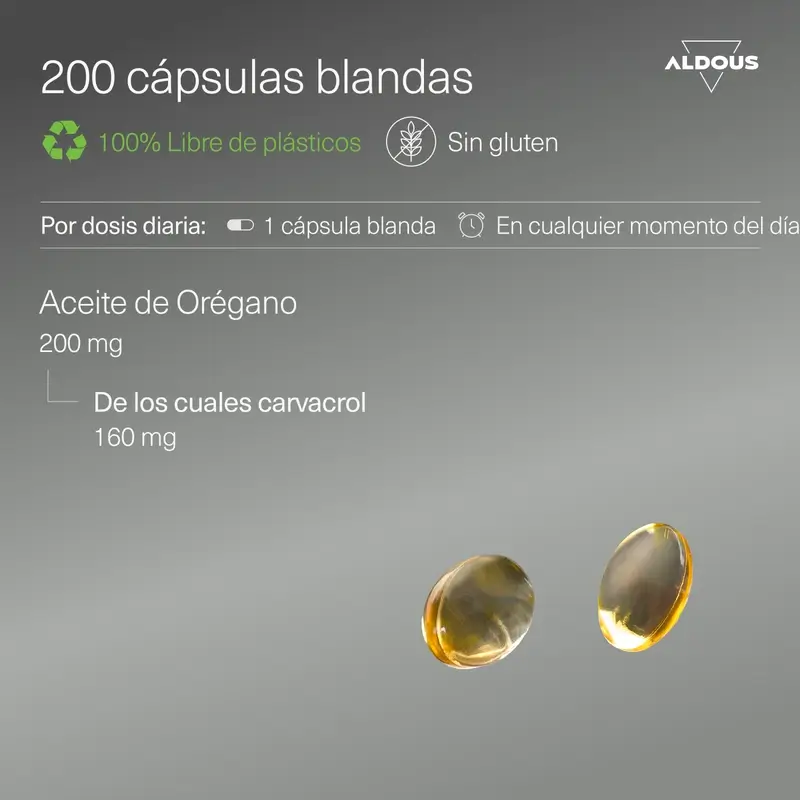 Aldous Bio Oregano Öl, 200 Perlen