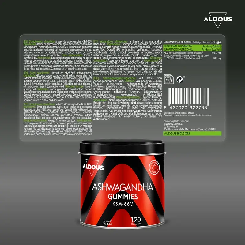 Aldous Bio Ashwagandha Ksm-66 , 120 Gummibärchen