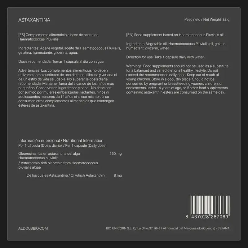 Aldous Bio Reines Natürliches Astaxanthin , 120 Kapseln