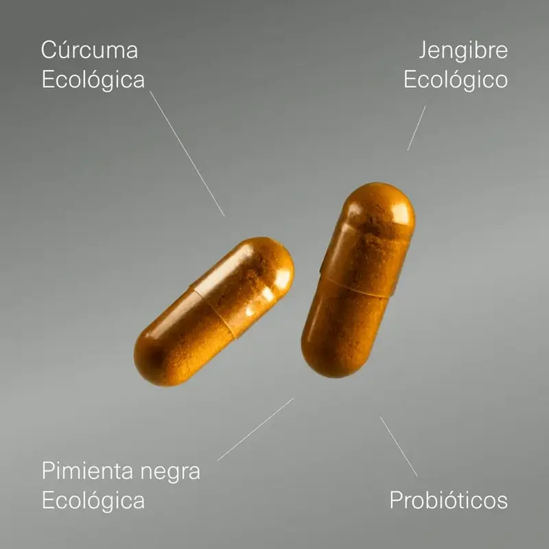 Aldous Bio Kurkuma mit Ingwer und schwarzem Pfeffer mit Probiotika, 2X250 Kapseln