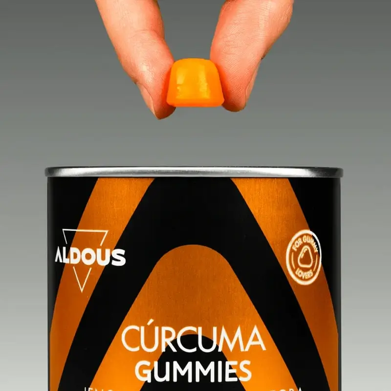 Aldous Bio Kurkuma mit Ingwer & Schwarzem Pfeffer + Probiotika, 120 Gummibärchen