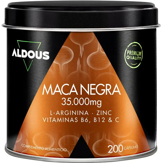 Aldous Bio Peruvian Black Maca Complex Arginin, Zink, Vitamin C, B12 & B6 , 200 Kapseln