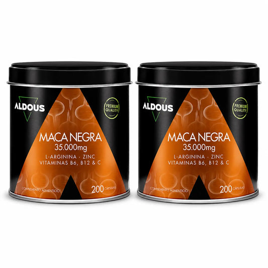 Aldous Bio Peruvian Black Maca Complex Arginin, Zink, Vitamin C, B12 & B6, 200 Kapseln, Packung 2