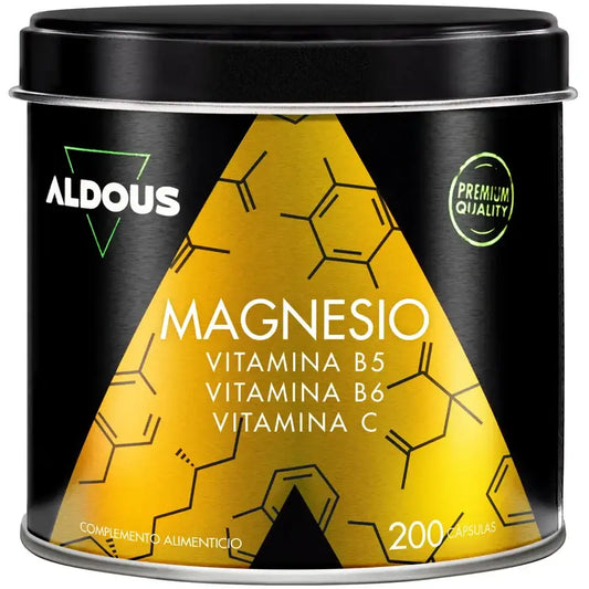 Aldous Labs Nahrungsergänzungsmittel Magnesium mit Vitamin C, B5 und B6, 200 Kapseln
