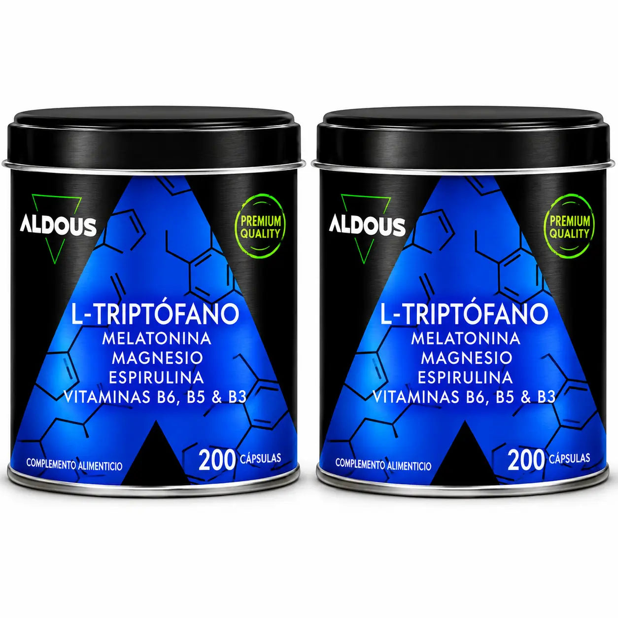 Aldous Labs L-Tryptophan Premium Melatonin 1,78 Mg Magnesium, 200 Veggie-Kapseln, Packung 2