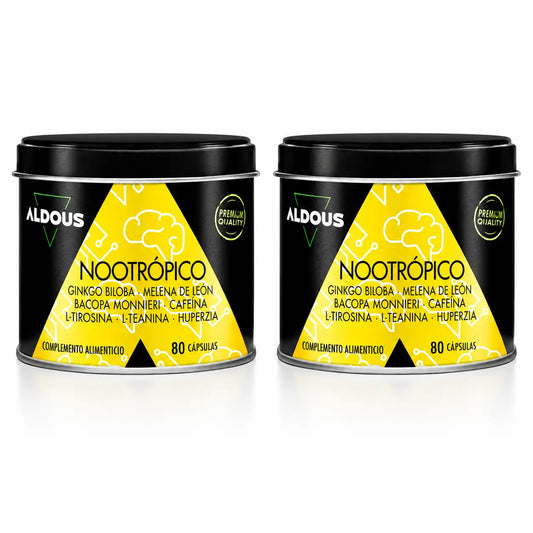 Aldous Labs Nootropic mit Ginkgo Biloba, Löwenmähne, Koffein, Bacopa, Tyrosin, Theanin und Huperzine A , Packung 2
